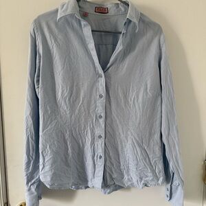 Thomas Pink Light Blue Herringbone Shirt